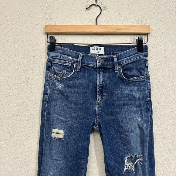 AGOLDE Sophie Jeans Kansas City High Rise Skinny Distressed Ripped - Picture 3 of 14